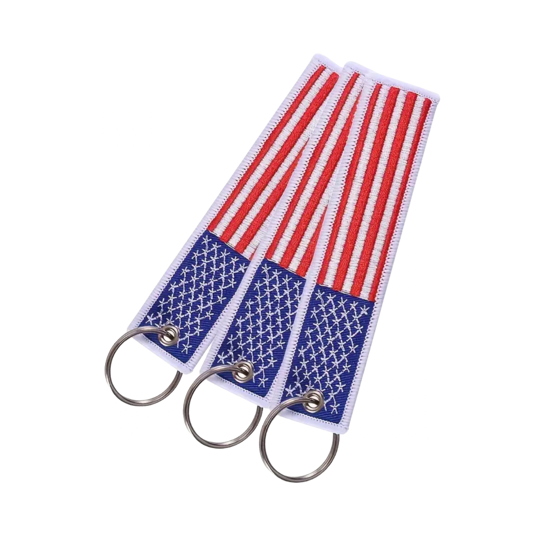 Embroidered American Flag Keychain