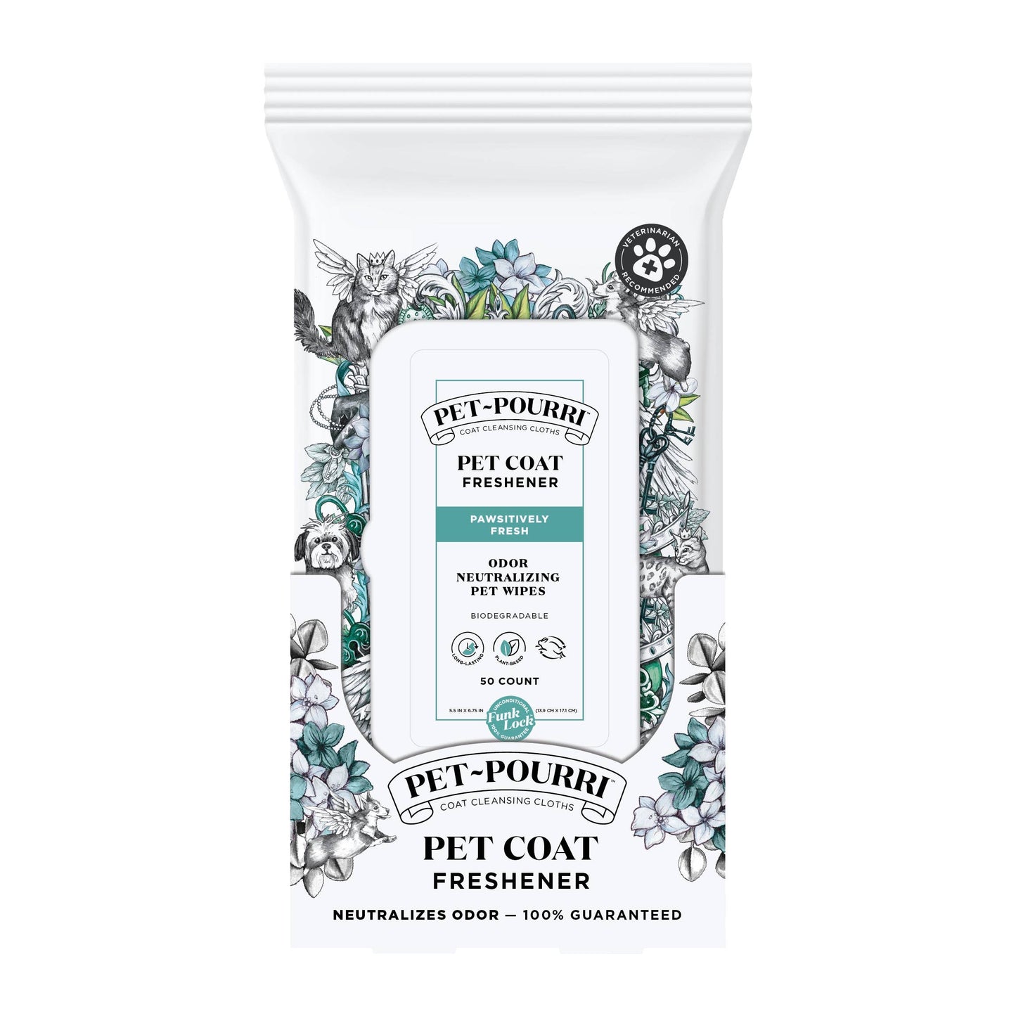 Pet~Pourri - Pet Coat Wipes - 50ct - Pawsitively Fresh