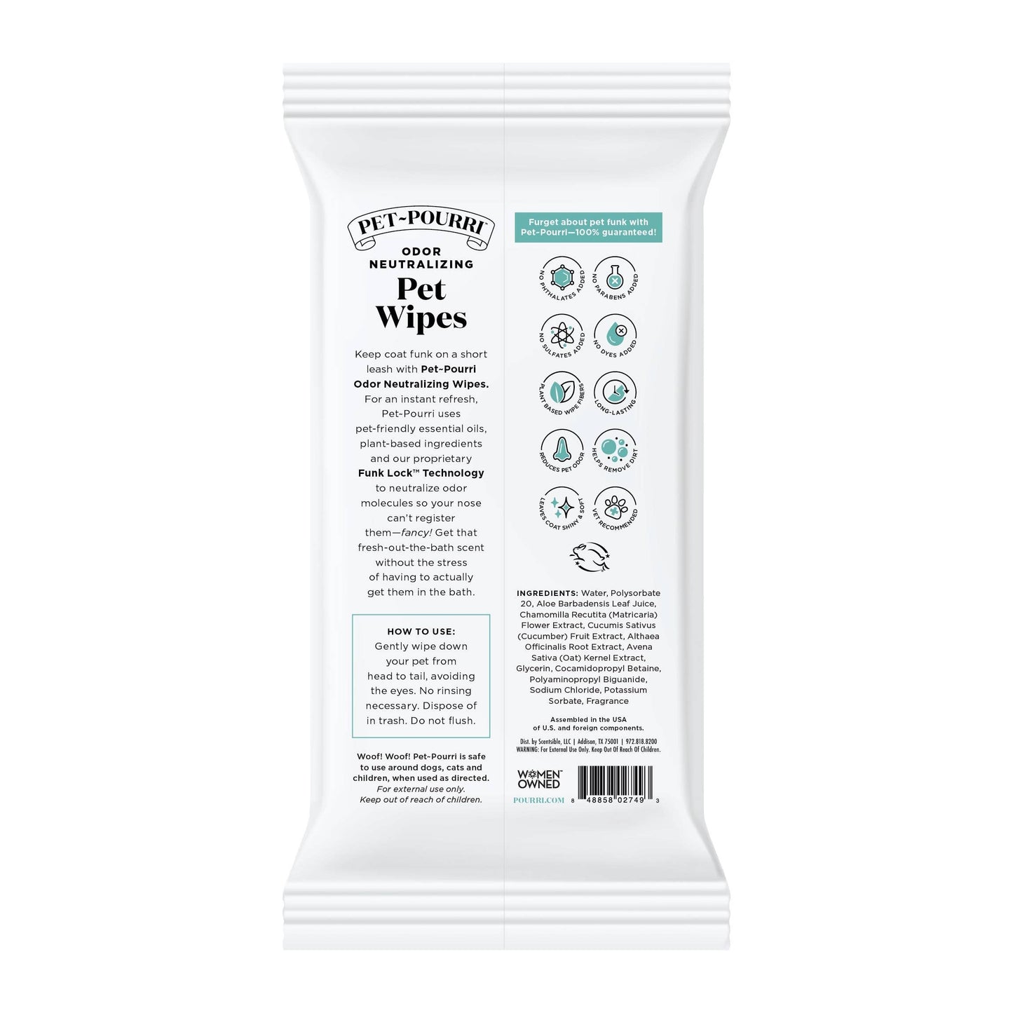 Pet~Pourri - Pet Coat Wipes - 50ct - Pawsitively Fresh