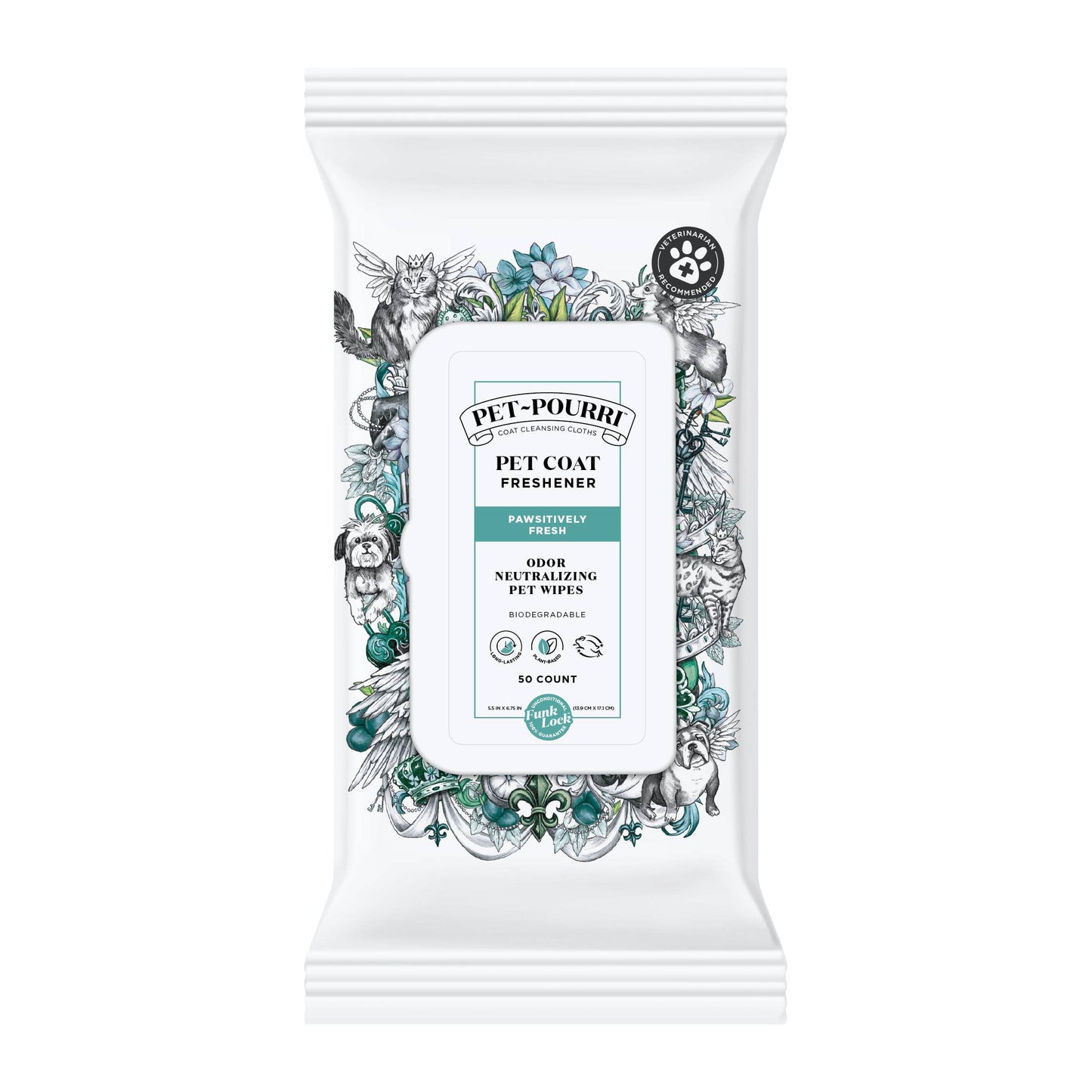 Pet~Pourri - Pet Coat Wipes - 50ct - Pawsitively Fresh